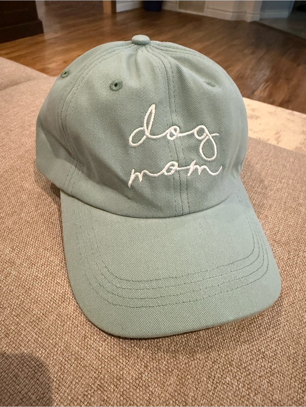 NEW Dog Mom Embroidered Baseball Cap in Sage Green